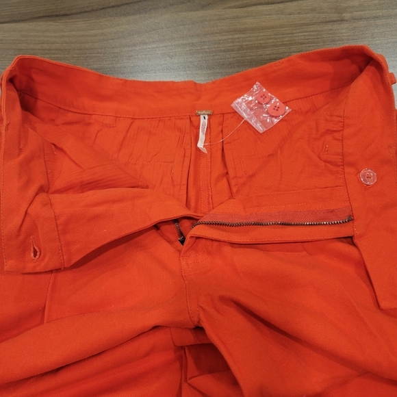 NWOT Free People Women's Orange Relaxed Pleated Boyfriend Chino Trousers size 0 - Picture 9 of 12